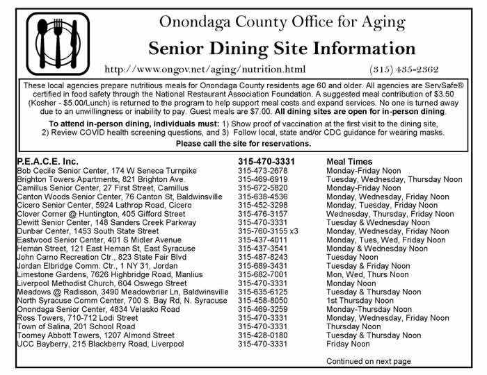 Senior Dining Sites