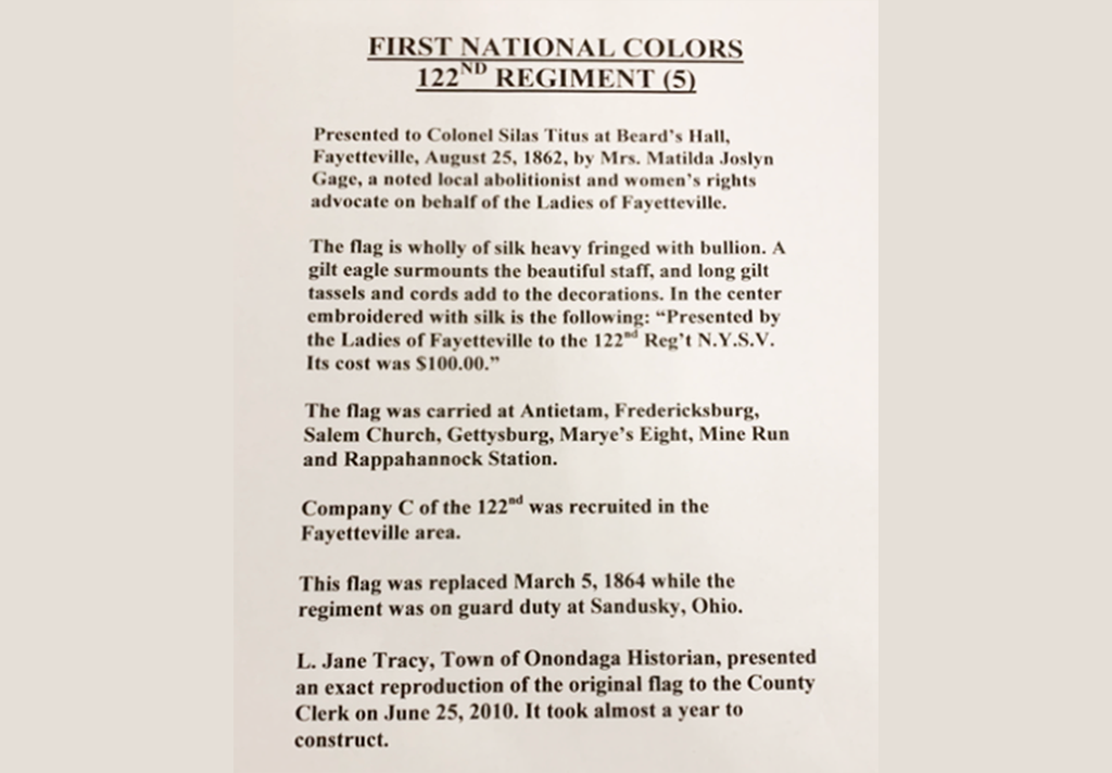 1st National Colors 122nd Flag Description
