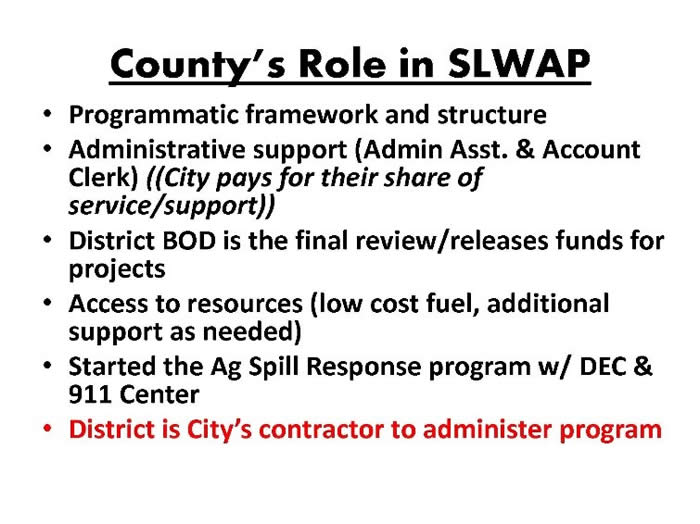 County's Role in SLWAP