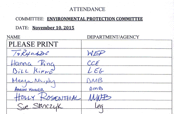 attendance sheet